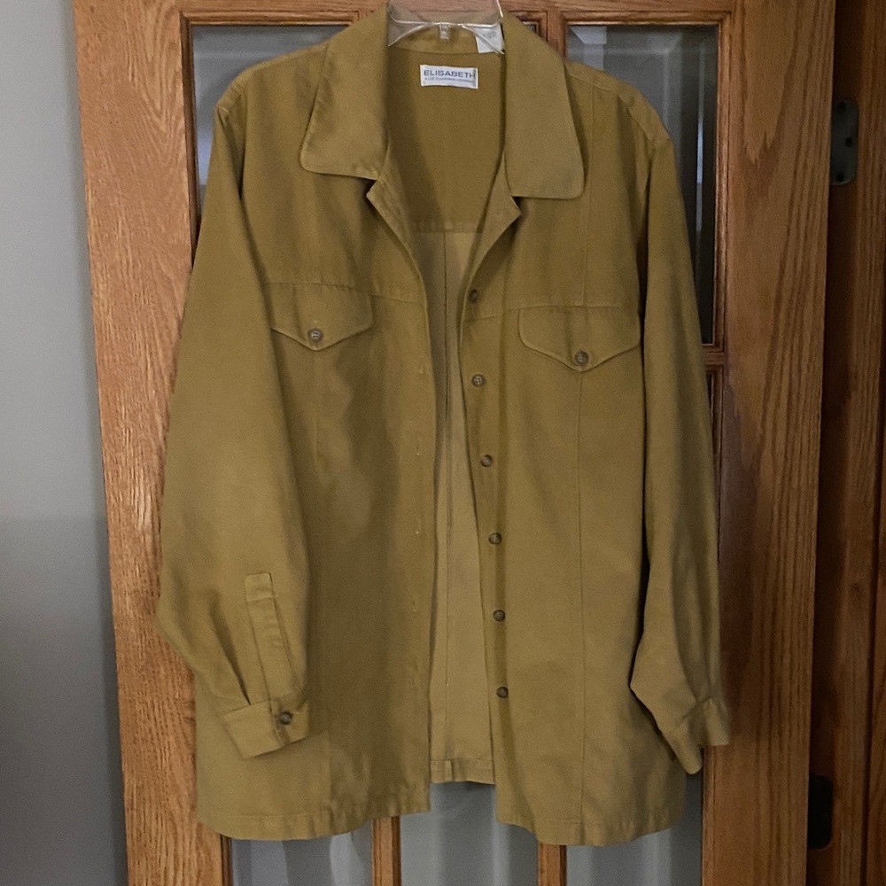Elizabeth Liz Claiborne Camel Faux Suede Button Shirt Jacket Size 18